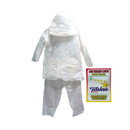 SIZE OS / TASLAN PLAST Jas Hujan Lengan + Celana Plastik PVC Set