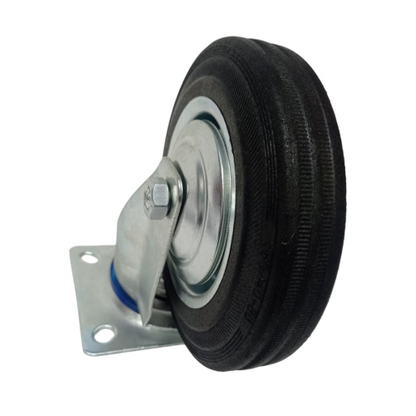 6 IN / TRIPLE-S Roda Hidup Trolly Gepeng Plat 152.4 MM Karet Hitam