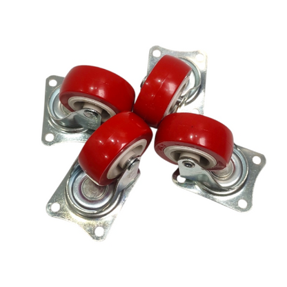 2 IN / FRT Roda Hidup Trolly Gepeng Plat 51 MM Nylon Merah 4 Pcs Dus