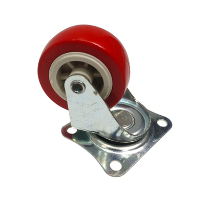 2 IN / FRT Roda Hidup Trolly Gepeng Plat 51 MM Nylon Merah 4 Pcs Dus