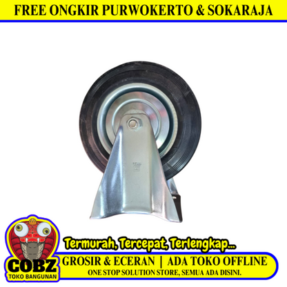 8 IN / TRIPLE-S Roda Mati Trolly Gepeng Plat 203 MM Karet Hitam