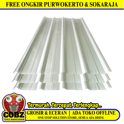 0.3 MM x 75 CM x 6 M / KENCANA Spandek Galvalum Gelombang Besar Lembar