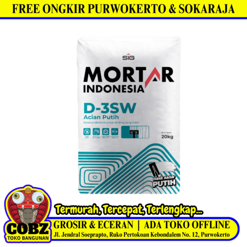20 KG / MORTAR INDONESIA D-3SW Semen Instant Acian Plesteran & Beton Sak
