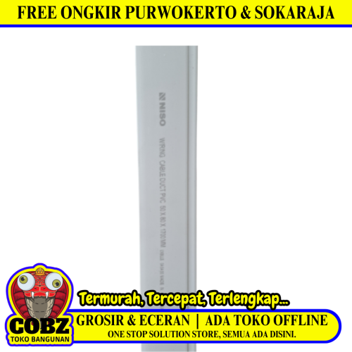 50 MM x 80 MM x 1700 MM / NISO Kabel Dak Ducting Trunking Protector Putih Batang