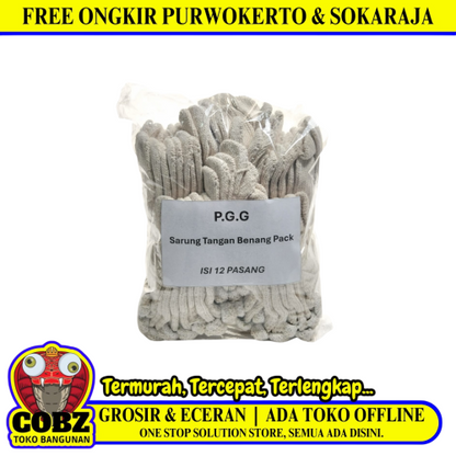 12 SET / P.G.G Sarung Tangan Benang Rajut Kain Tukang Kerja Proyek Sepasang
