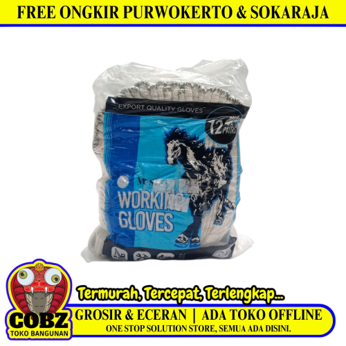 12 SET / MSI Sarung Tangan Benang Rajut Kain Tukang Kerja Proyek Sepasang