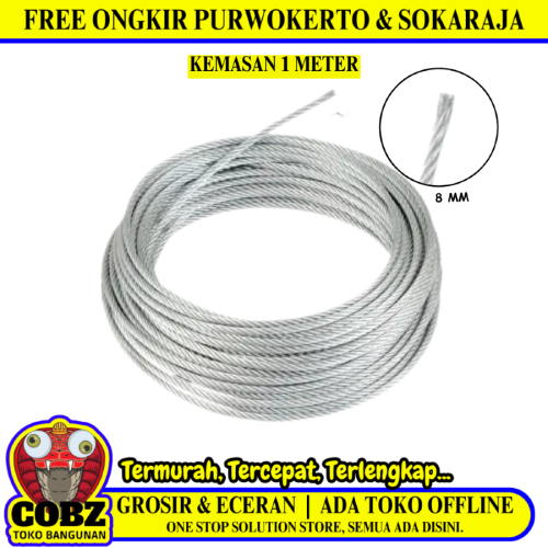8 MM / TM Kawat Seling Baja Galvanis Meter