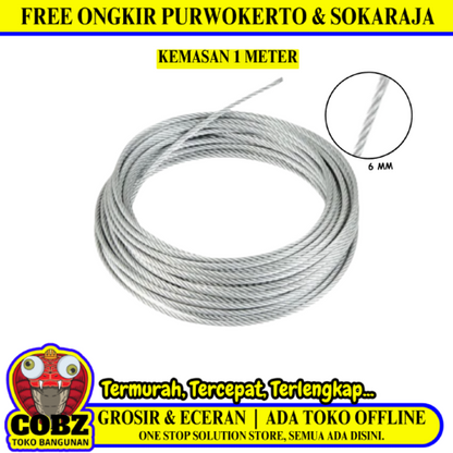 6 MM / TM Kawat Seling Baja Galvanis Meter