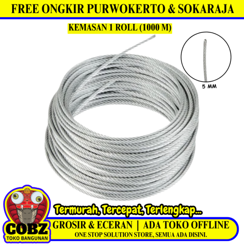 5 MM x 1000 M / TM Kawat Seling Baja Galvanis Roll