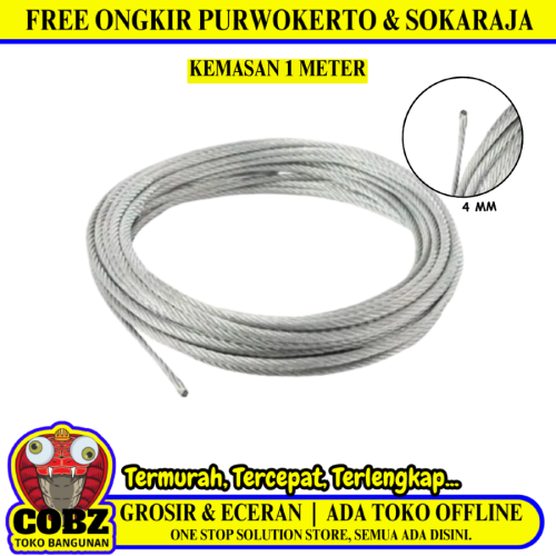 4 MM / TM Kawat Seling Baja Galvanis Meter