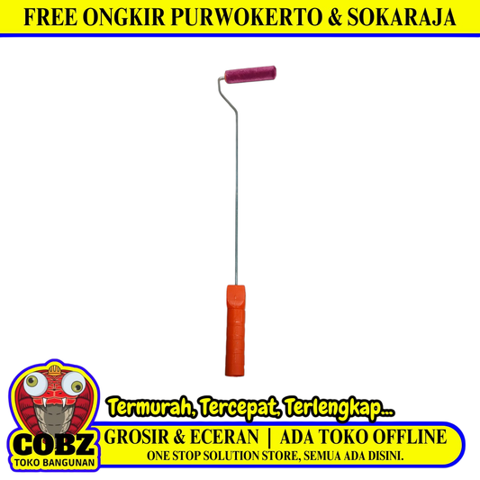 4 IN / TOKIO 02 Kuas Busa Roll Cat Tembok Kayu Besi Kecil + Gagang Set