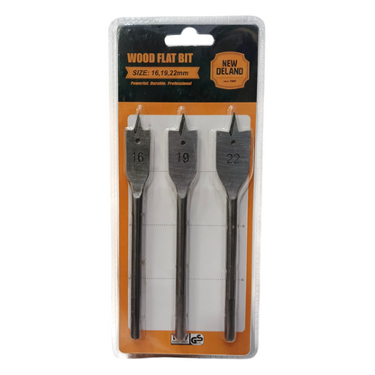 16 MM - 22 MM / NEW DELAND Mata Bor Kayu Kipas Flat Wood Drill Bits Set