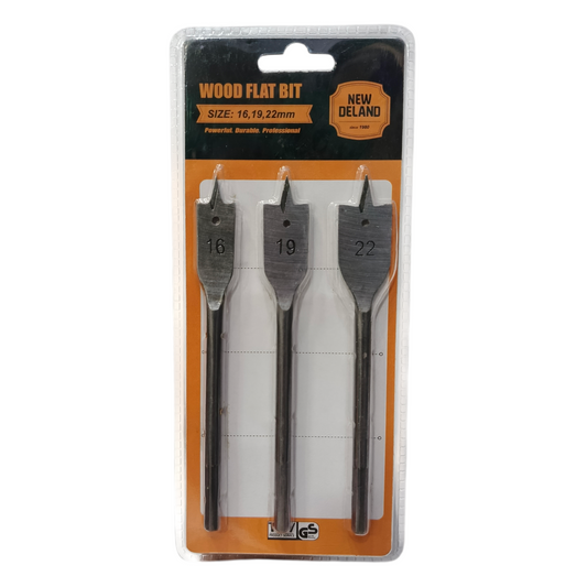 16 MM - 22 MM / NEW DELAND Mata Bor Kayu Kipas Flat Wood Drill Bits Set
