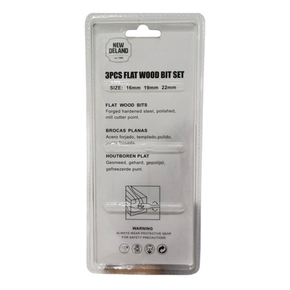 16 MM - 22 MM / NEW DELAND Mata Bor Kayu Kipas Flat Wood Drill Bits Set