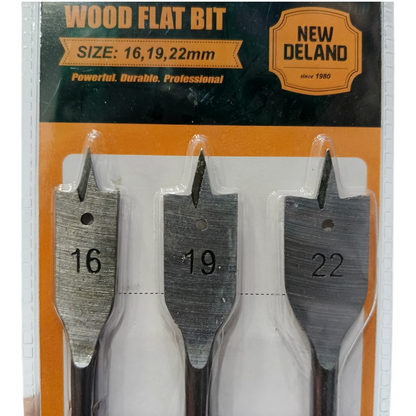16 MM - 22 MM / NEW DELAND Mata Bor Kayu Kipas Flat Wood Drill Bits Set