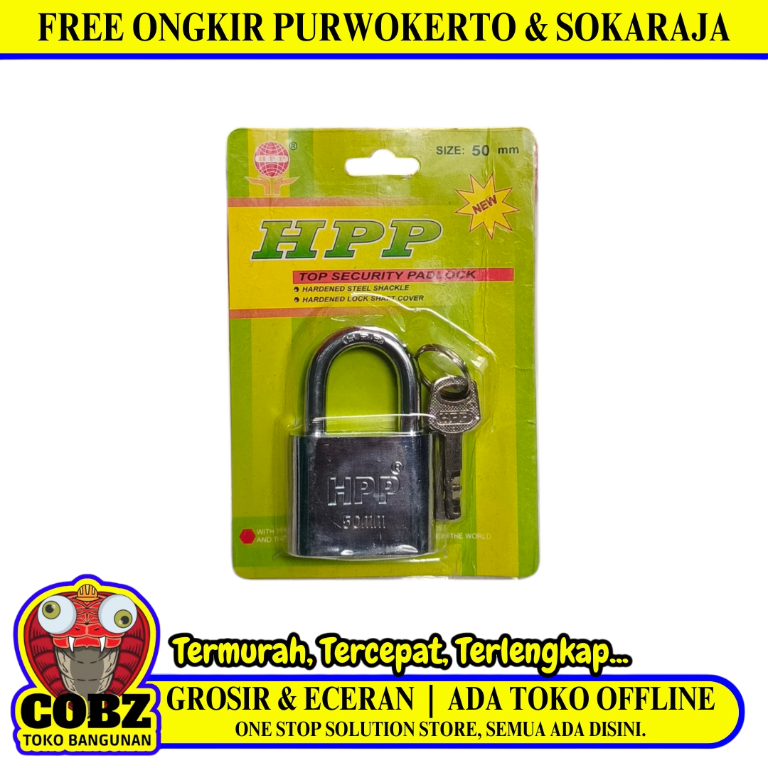 50 MM / HPP Gembok Pintu Pagar Padlock Anti Maling Leher Pendek Putih