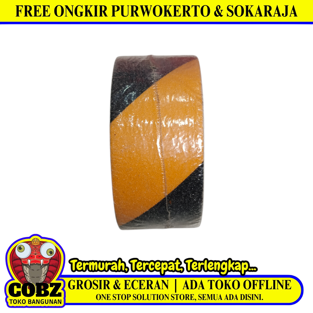 50 MM x 5 M / TONATA Lakban Stepnosing Lantai Anti Slip Hitam Kuning Roll