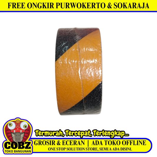 50 MM x 5 M / TONATA Lakban Stepnosing Lantai Anti Slip Hitam Kuning Roll