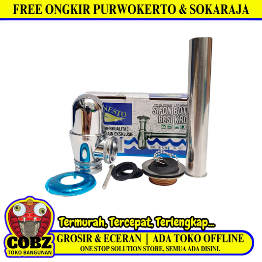 1 1/4 IN / ERNESTO Sifon Botol Saringan Pipa Wastafel Stainless Set