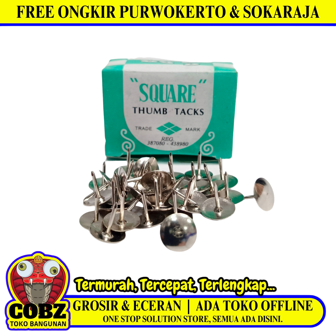SQUARE Paku Pines Pins Klip Payung Kecil Tekan Polos Putih Dus