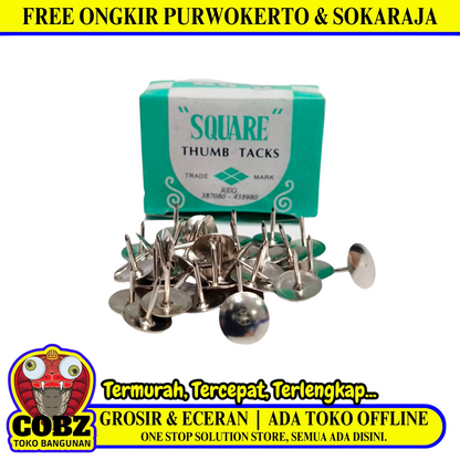 SQUARE Paku Pines Pins Klip Payung Kecil Tekan Polos Putih Dus