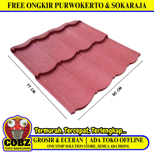 0.25 MM x 80 CM x 77 CM / SAKURA Genteng Atap Metal Pasir Merah Lembar