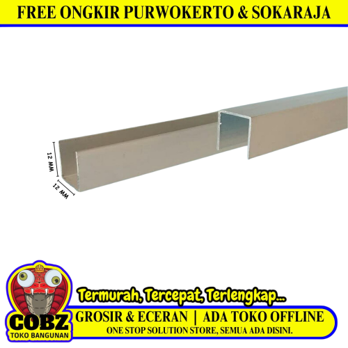 12 MM / TM List Profil U Sambungan Polykarbonat Aluminium Batang