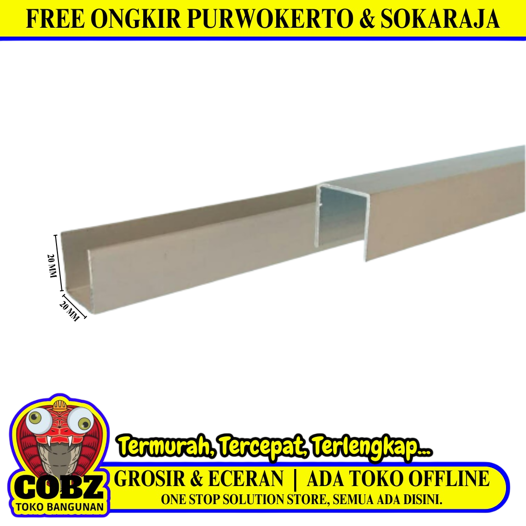 20 MM / TM List Profil U Sambungan Polykarbonat Aluminium Batang