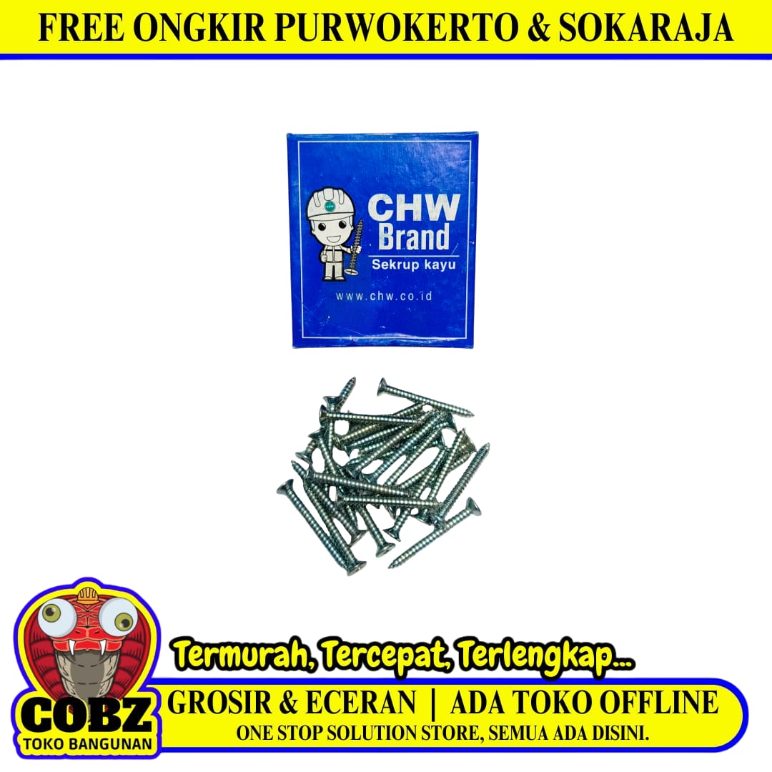 1 1/2 IN / CHW Sekrup Baut Kayu Kepala Rata Plus Wood Screw Dus