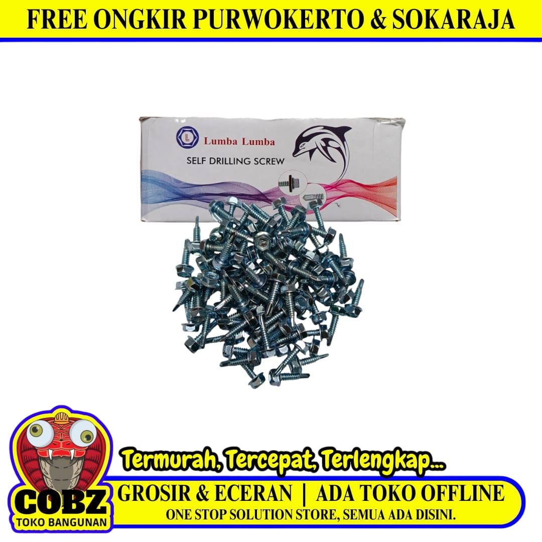 #10 x 16 MM / LUMBA LUMBA Roofing Baut Sekrup Atap Baja Ringan Putih Dus