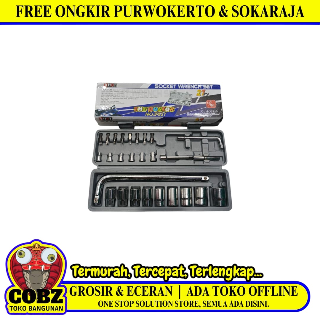 4 MM - 21 MM / HDT Mata Kunci Sok Shock Socket Wrench 9 Pcs Set