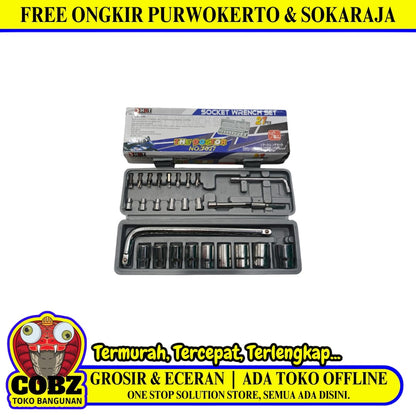 4 MM - 21 MM / HDT Mata Kunci Sok Shock Socket Wrench 9 Pcs Set