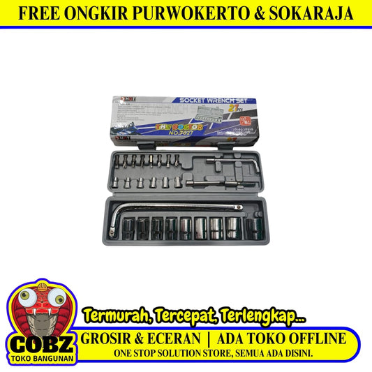 4 MM - 21 MM / HDT Mata Kunci Sok Shock Socket Wrench 9 Pcs Set