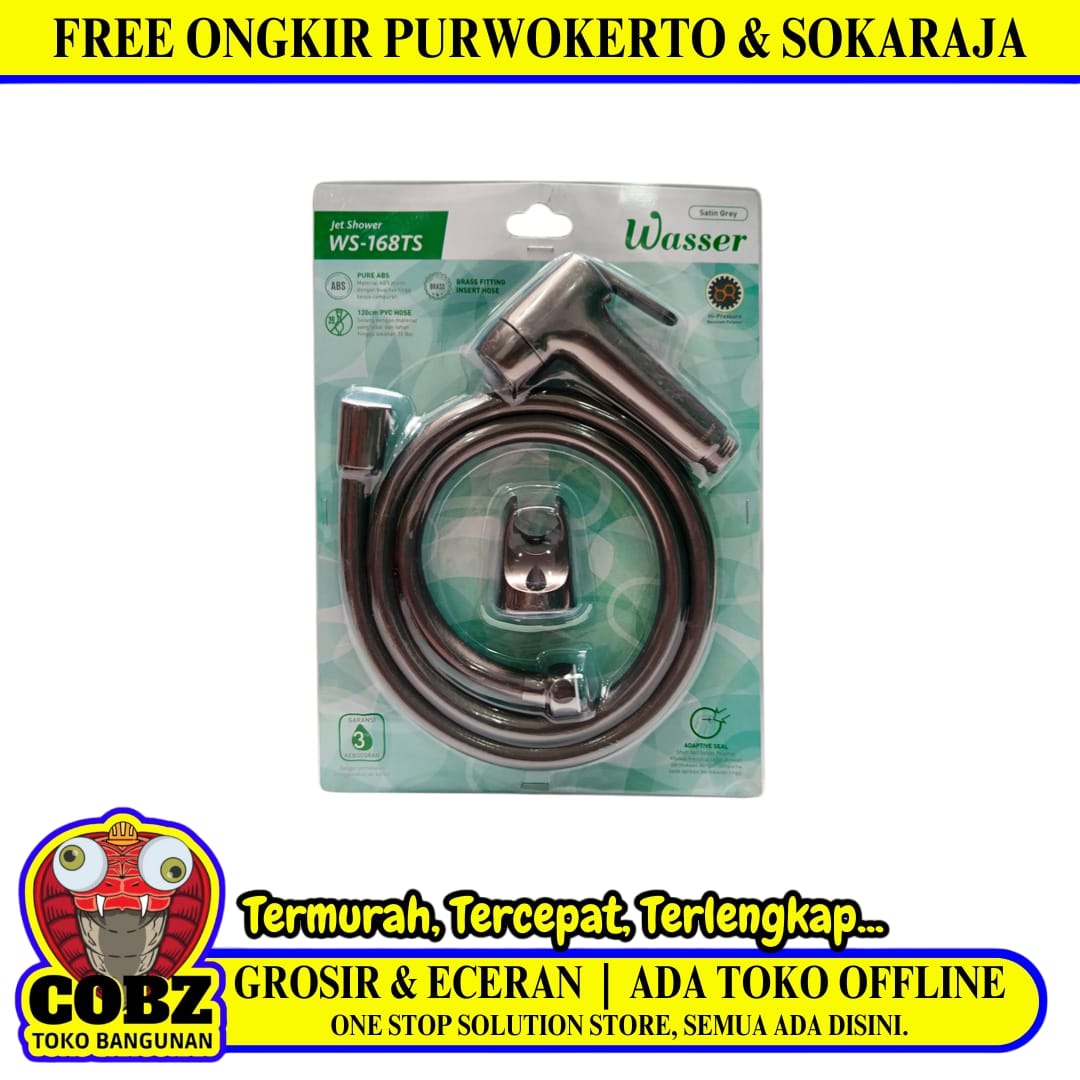 1/2 IN x 120 CM / WASSER WS-168TS SATIN GREY Jet Shower Cebok Toilet Plastik PVC Set