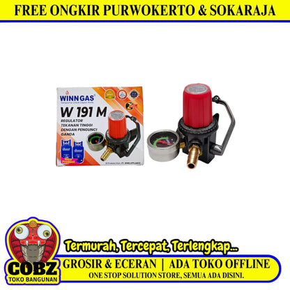 WINN GASS W 191 M Regulator Kepala Tabung Gas LPG Tekanan Tinggi + Meteran