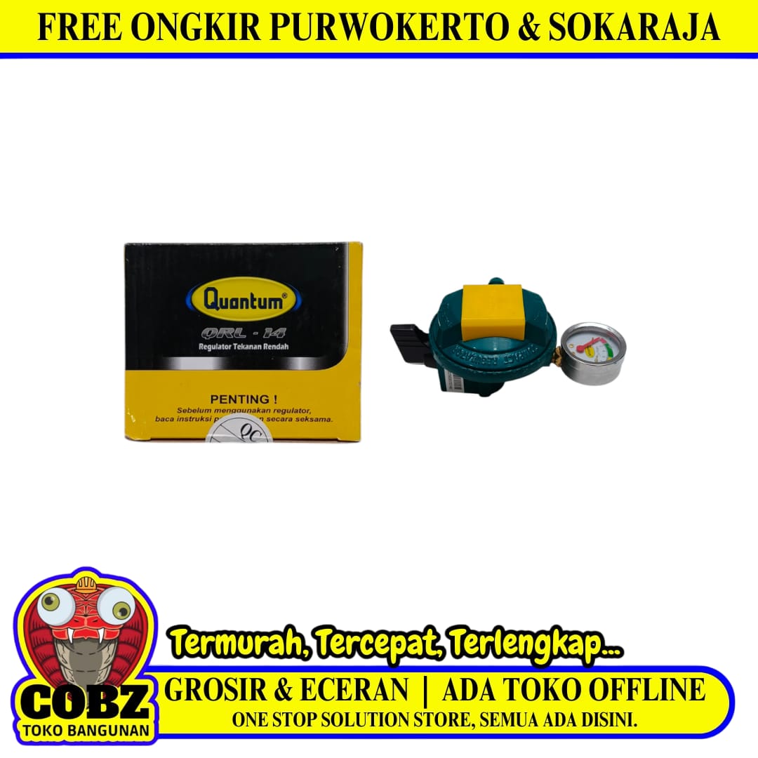 QUANTUM QRL-14 Regulator Kepala Tabung Gas LPG Tekanan Rendah + Meteran
