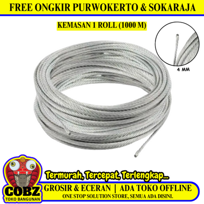 4 MM x 1000 M / TM Kawat Seling Baja Galvanis Roll