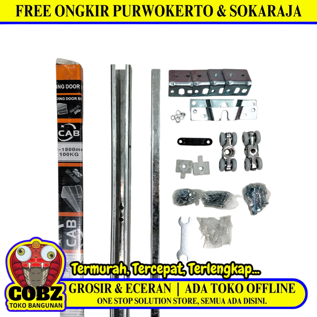 180 CM / CAB J3 Rel Pintu Geser Sliding Door + Roda Set