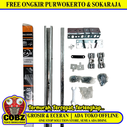 180 CM / CAB J3 Rel Pintu Geser Sliding Door + Roda Set