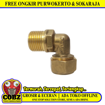 L 16 x 1/2 IN / TM Knee Selang Pex Drat Luar Ke Pipa Kuningan