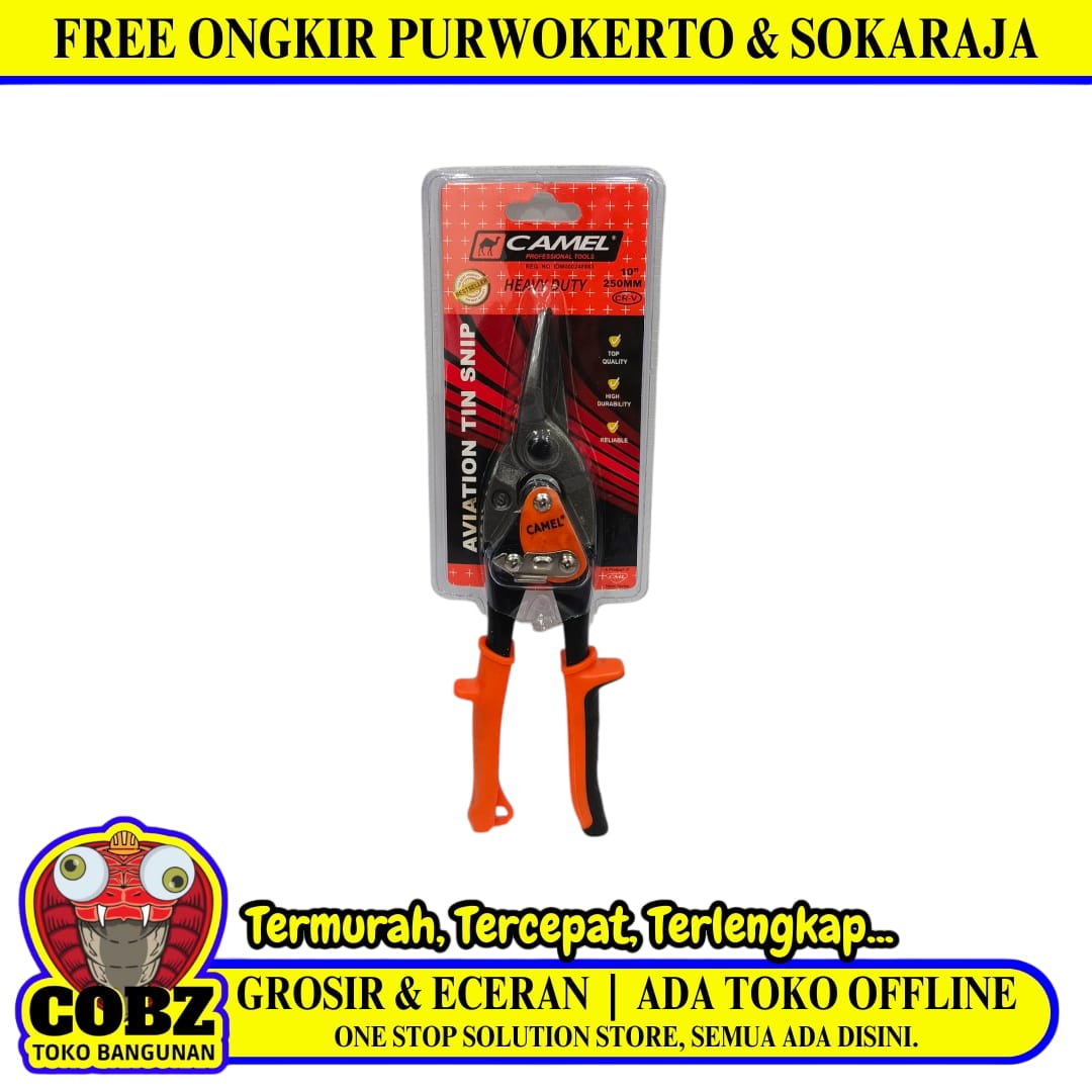 10 IN / CAMEL 01 Gunting Hollow Baja Ringan Seng Aviation Snip Scissors