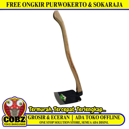 TURKEY Mata Pacul Cangkul Tani Kebun Tanaman Baja Plus Gagang Kayu Set
