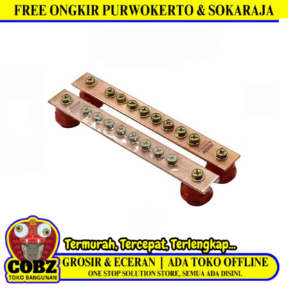 3 MM x 25 MM x 200 MM / TM INS Terminal Busbar Blok Arde Tembaga