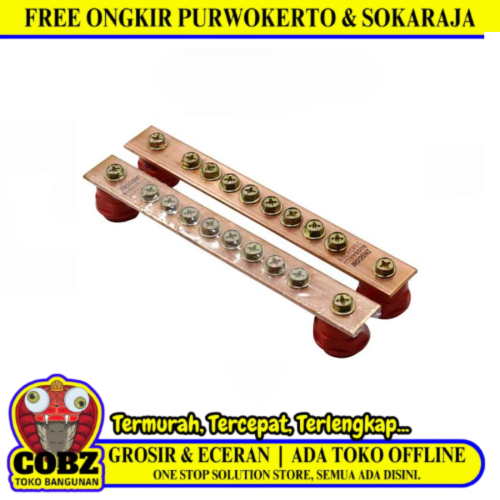3 MM x 25 MM x 200 MM / TM INS Terminal Busbar Blok Arde Tembaga