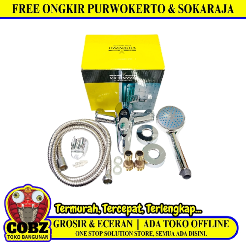 1/2 IN / VICENZZO Kran Shower Panas Dingin Stainless + Selang + Shower Set