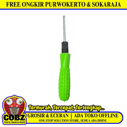 4 IN / BB Obeng Screwdriver Two Way Bolak Balik Plus Minus 2 In 1 Gagang Fiber