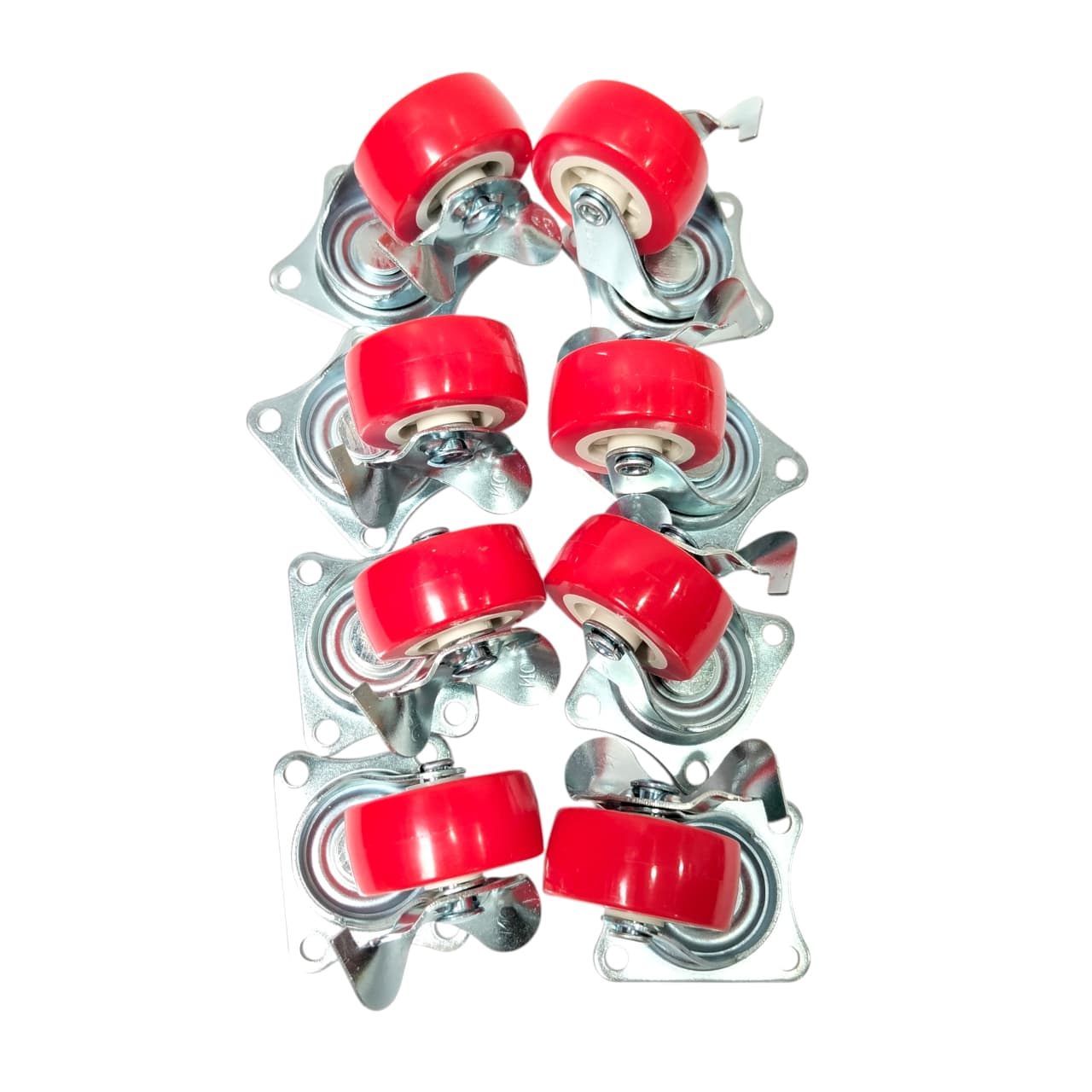 1 1/2 IN / BRANCH BPR-5040R Roda Rem Hidup Trolly Plat Karet Merah 8 Pcs Dus