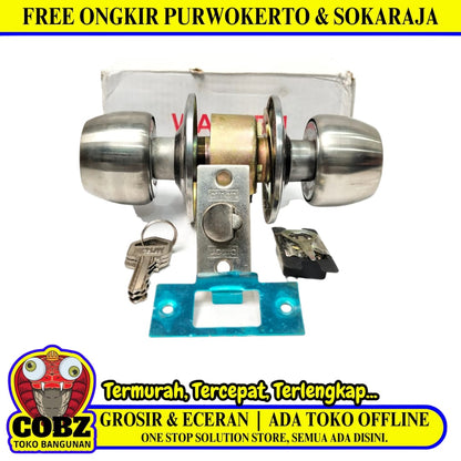 D 5 CM / WARREN Kunci Handle Pintu Bulat Kamar Mandi Stainless Silver Set