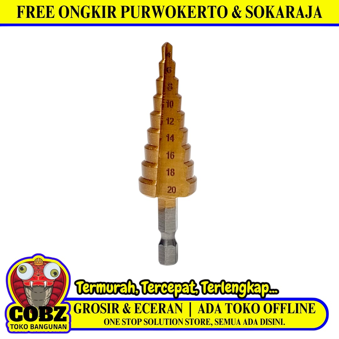 4 MM - 20 MM / AT Pagoda Mata Bor Besi Kayu PVC Spiral Step Cone Dril