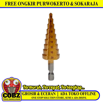 4 MM - 20 MM / AT Pagoda Mata Bor Besi Kayu PVC Spiral Step Cone Dril